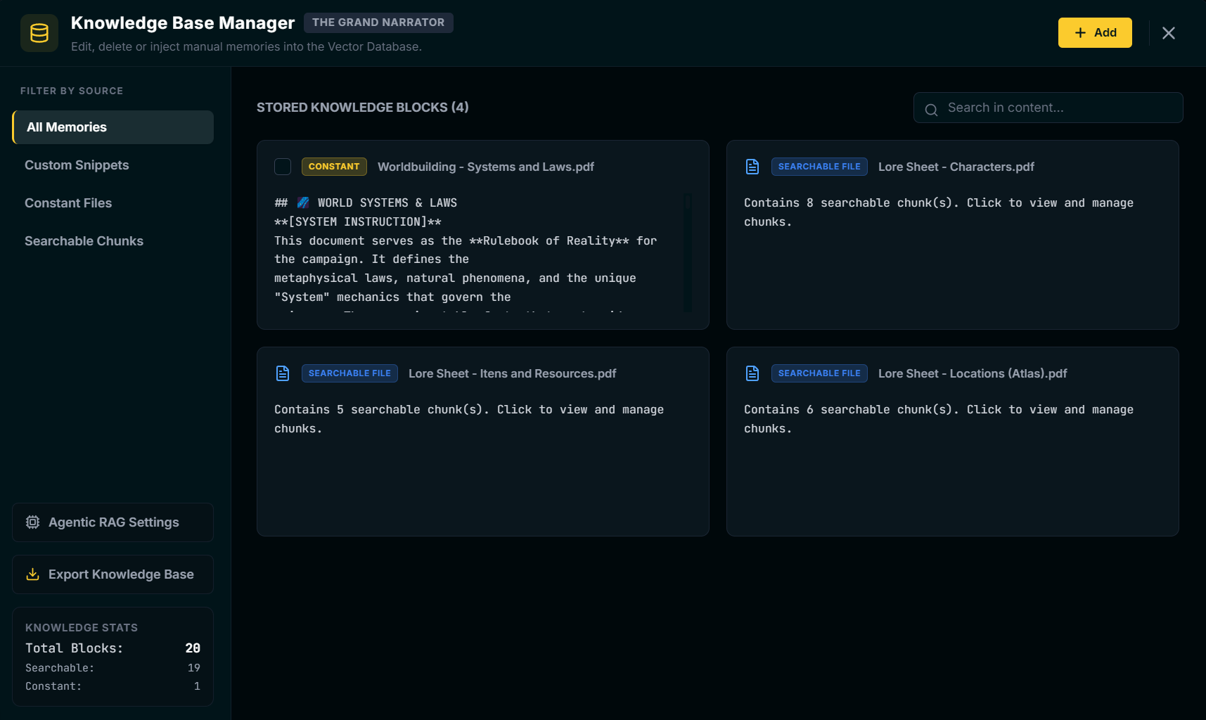 Knowledge Base Manager screenshot