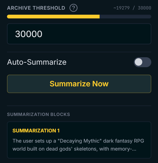 Smart Chat Memory summarization screenshot